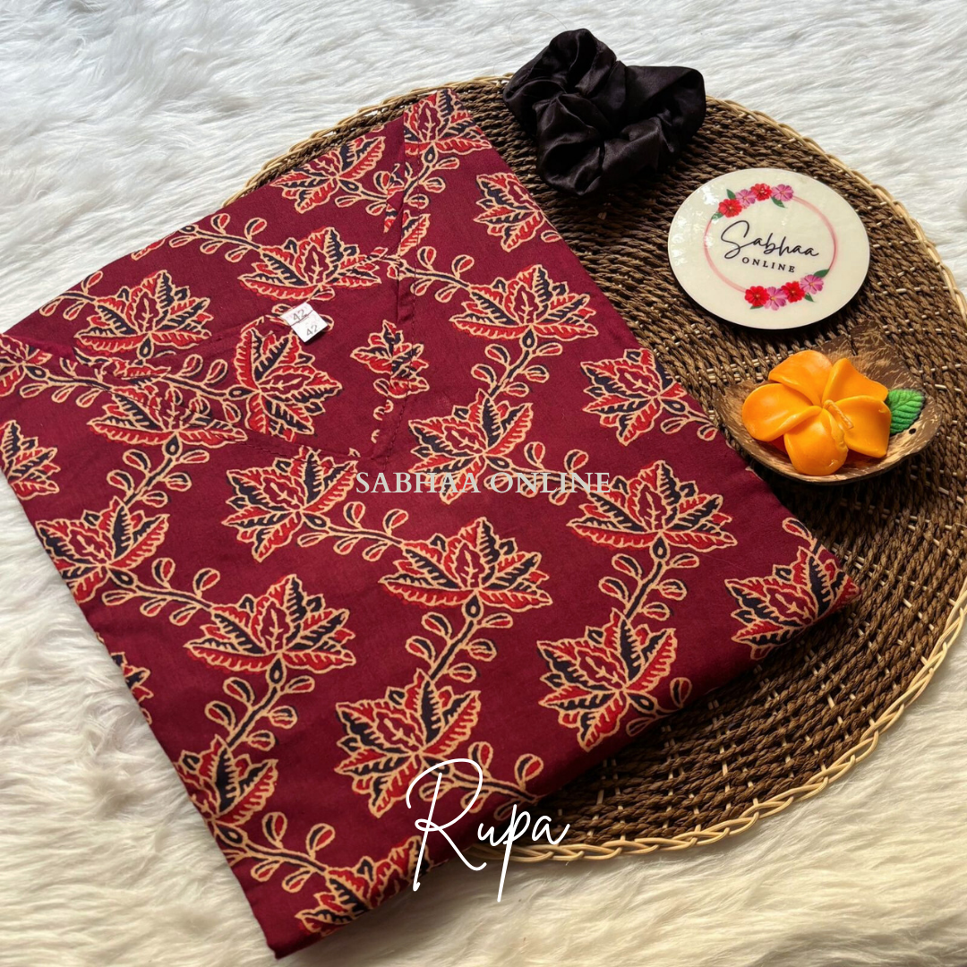 Rupa - Maroon Cotton kurti with lining