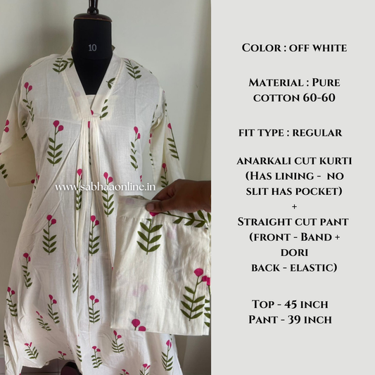 Pink Blossom - Anarkali Cotton coord set with lining - LN 60