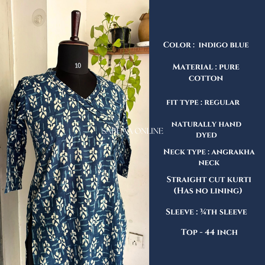 Blue (Leaf) Indigo Cotton Kurti