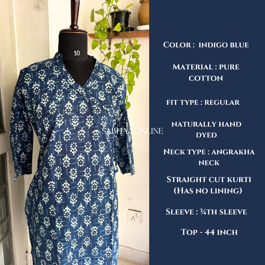 Blue (Phool) Indigo Cotton Kurti