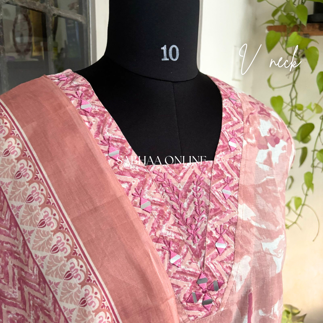 Arka - Flesh Pink Cotton Kurti 3pc set