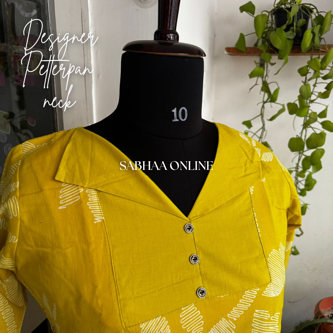 Arushi - Mix of Yellow Cotton Kurti 3pc set with lining