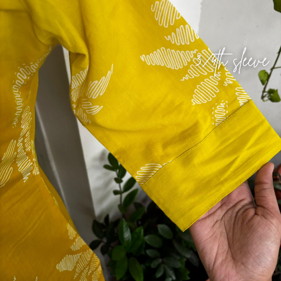 Arushi - Mix of Yellow Cotton Kurti 3pc set with lining