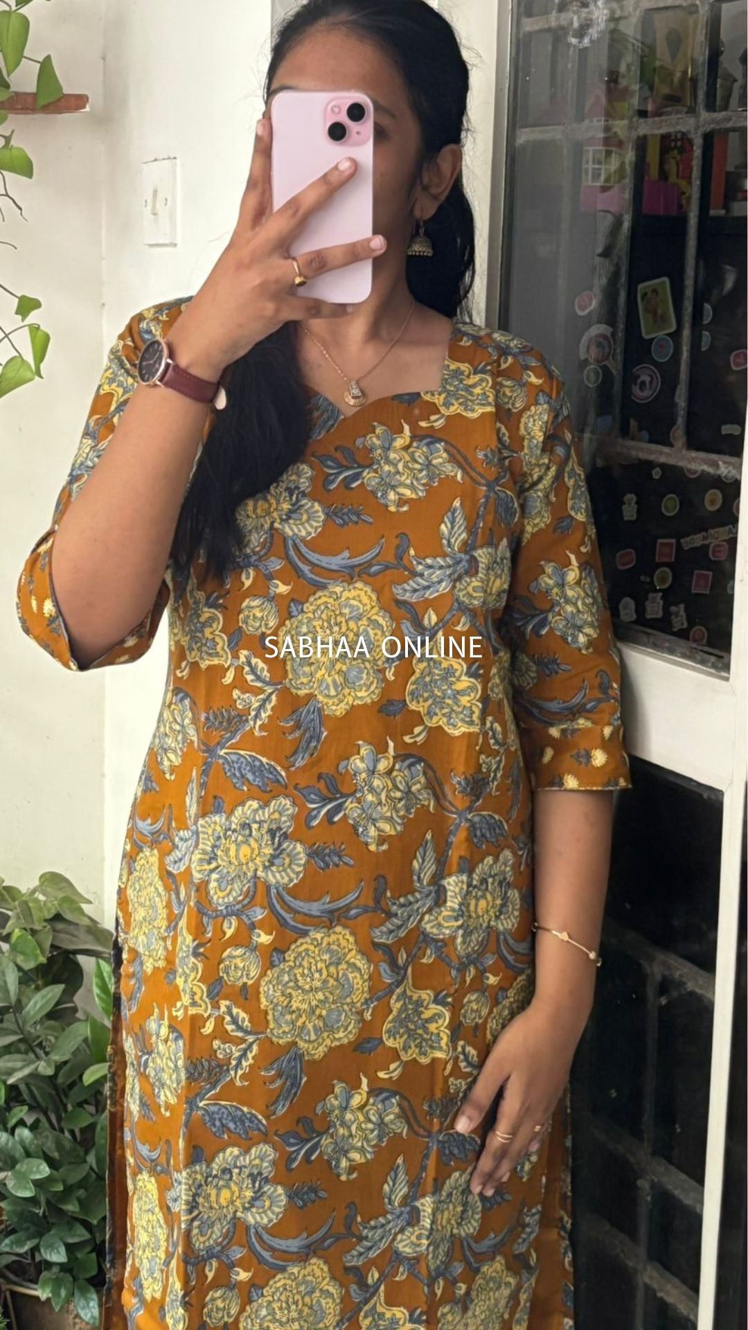 Krupa - Honey Yellow Cotton kurti pant set with lining