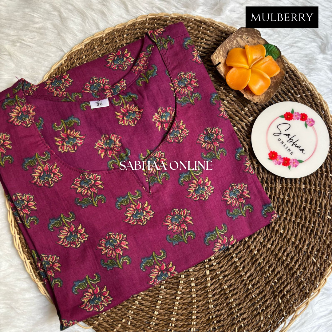 Mulberry Purple Cotton Shorti Kurti