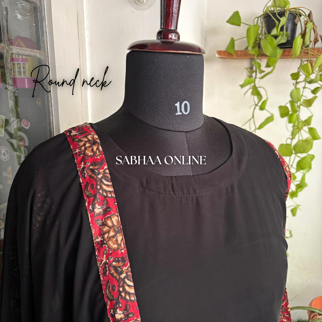Prerna - Black Georgette + Kalamkari Kurti dupatta combo (with lining)