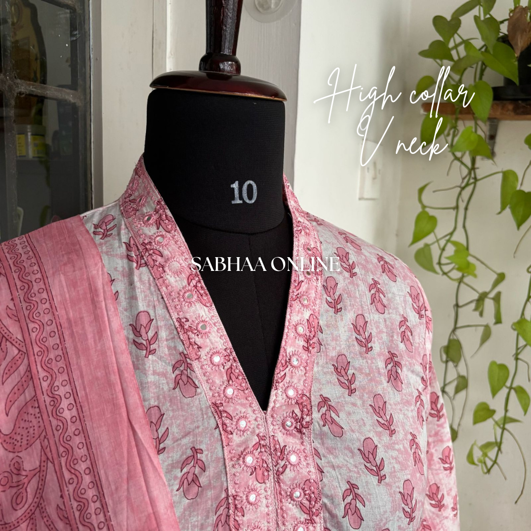 Sadiqa - Baby Pink Cotton Kurti 3pc set