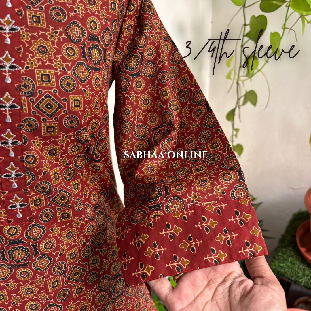 Suja - Brick red Cotton Kurti pant set