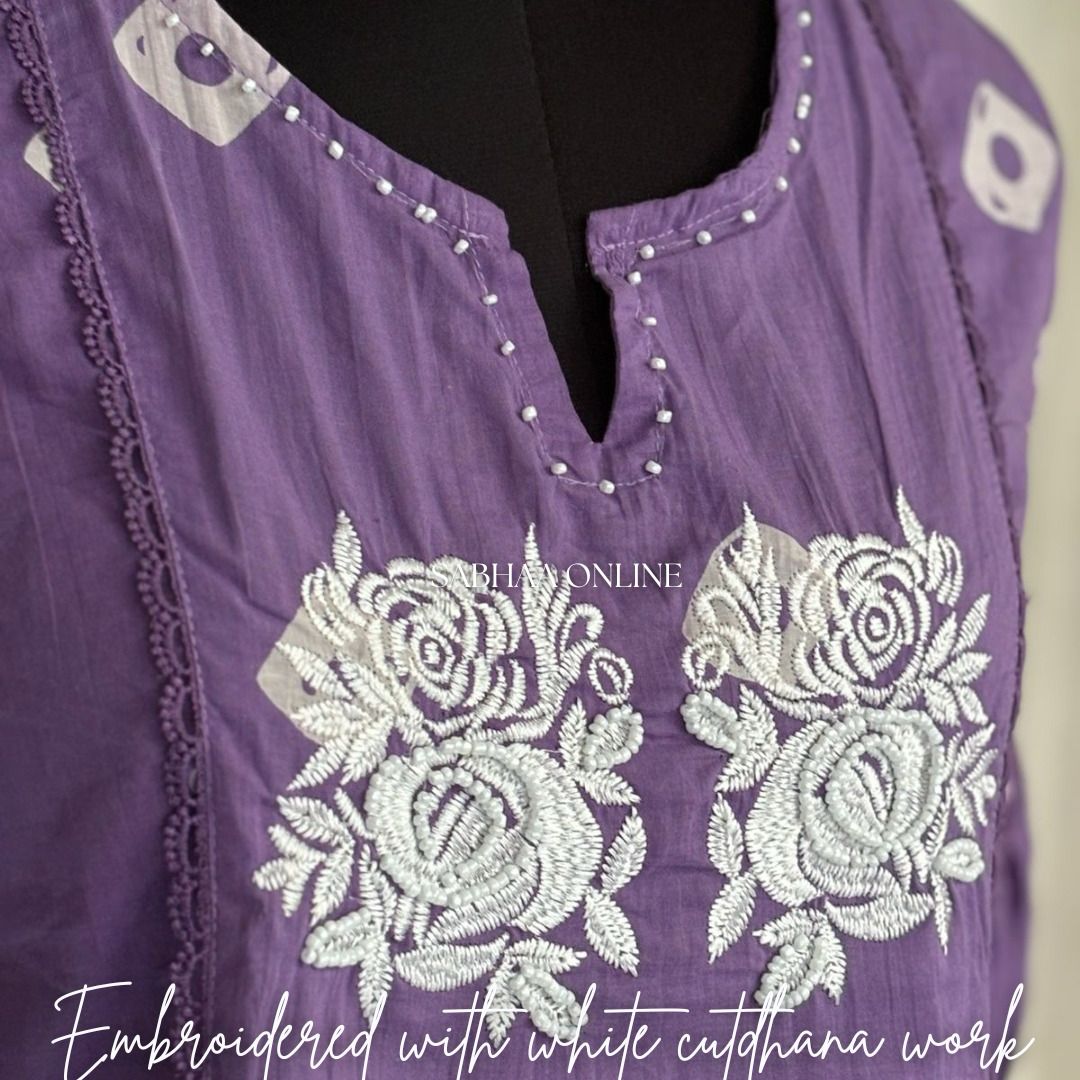 Sunandha - Lavendar Cotton kurti pant set