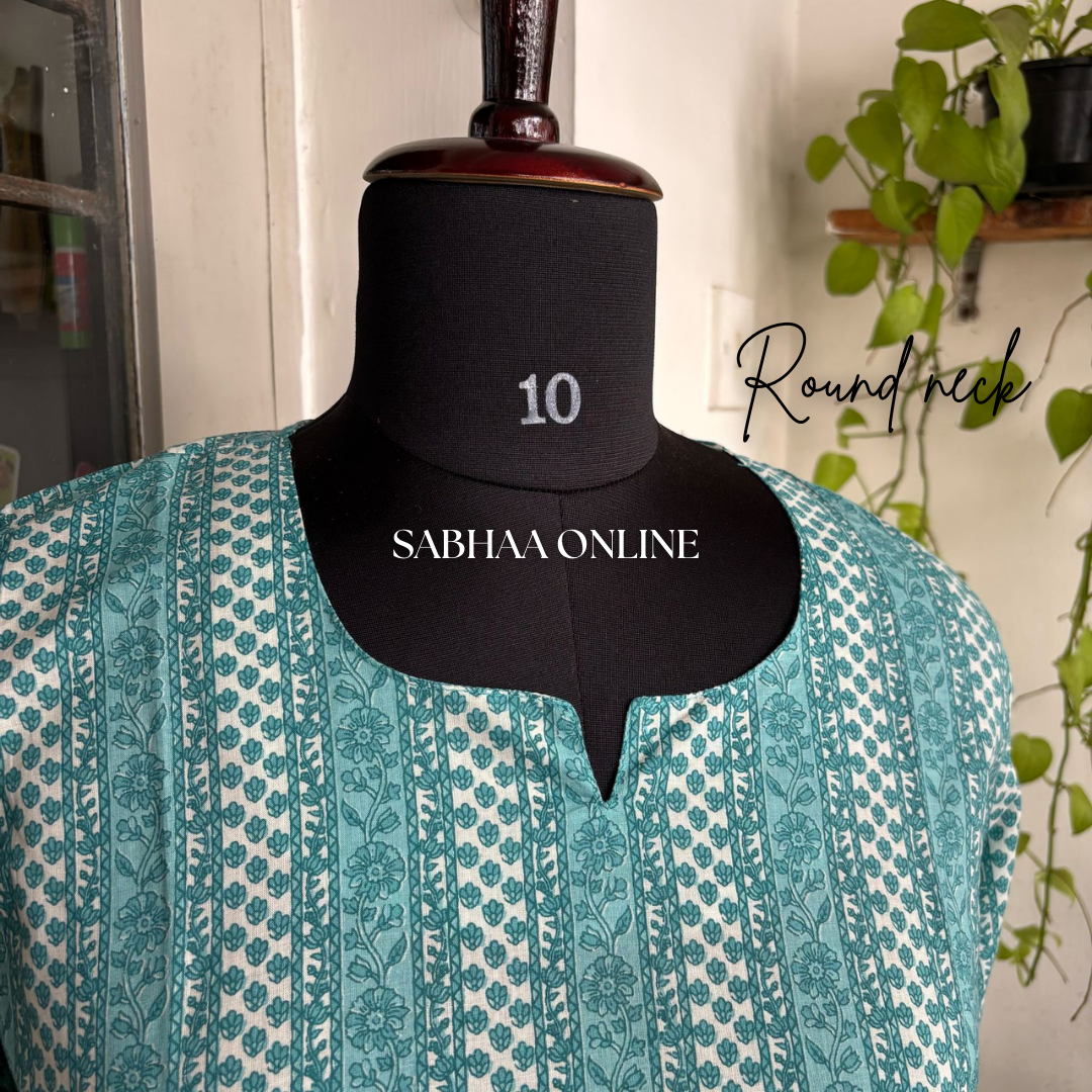 Teal Stripe Cotton Short kurti