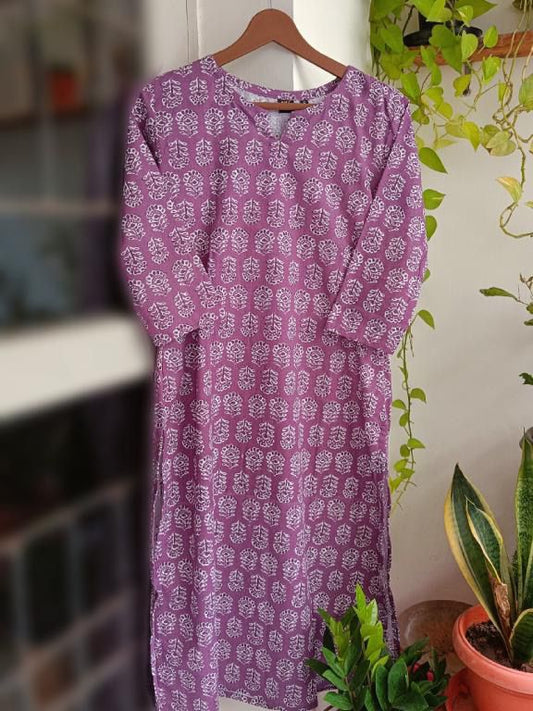 Purple Cotton Single Kurti