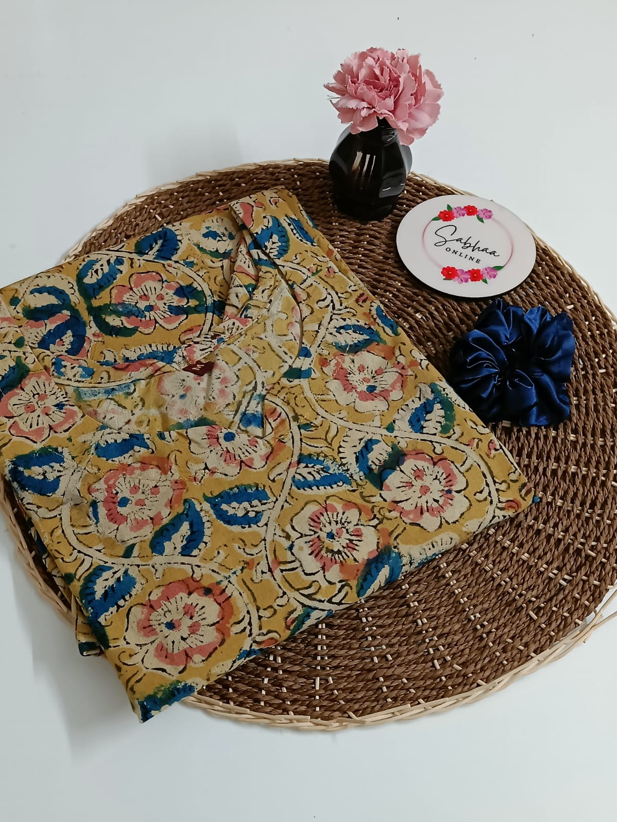 Yellow Kalamkari Cotton Short Kurti
