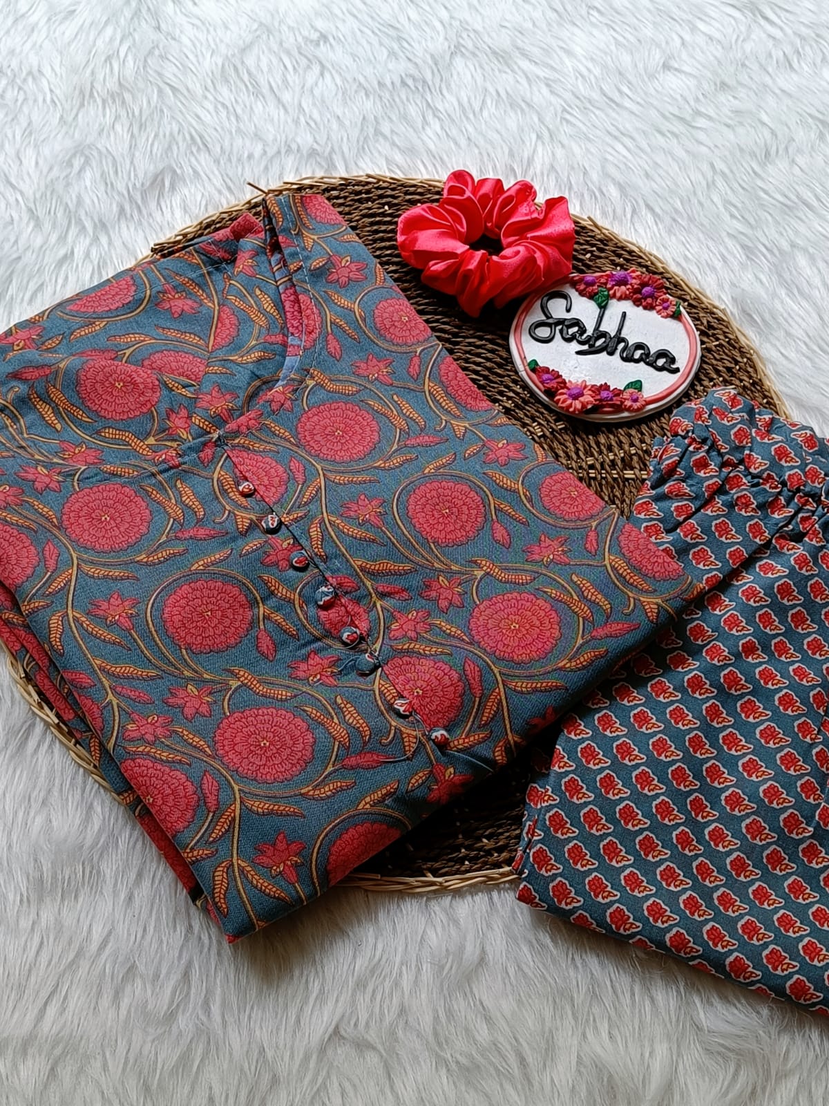 Inara - Grey Jaipur Cotton Kurti pant set