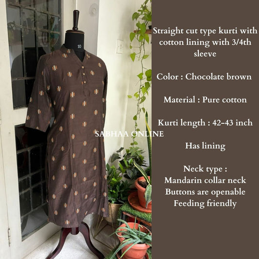 Chocolate Brown Kurti with lining
