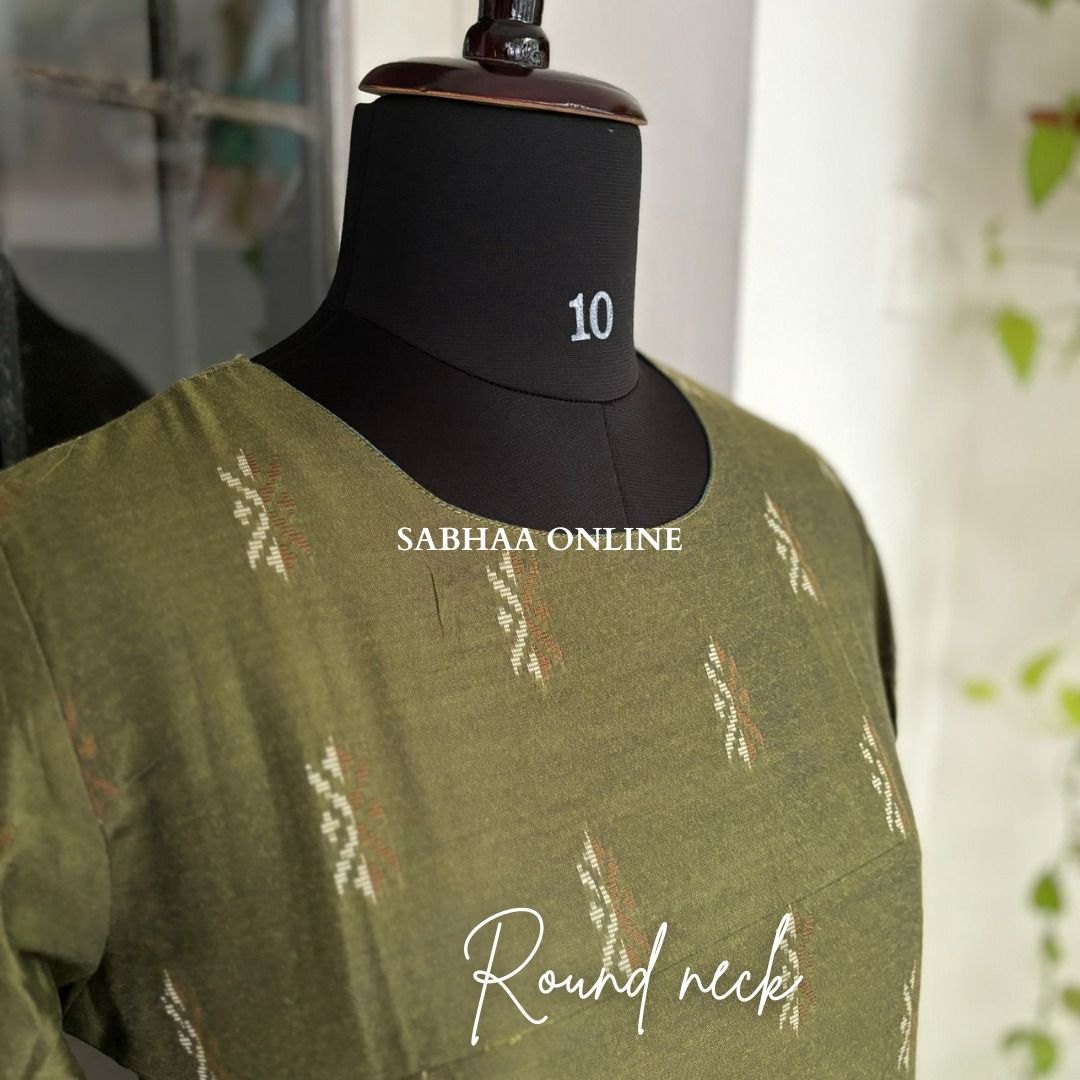 Olive Green Cotton Kurti with lining