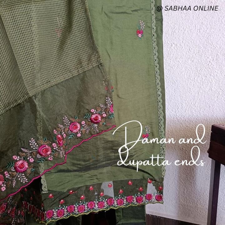 Sahita - Mehandi Green Viscose Silk Festive Kurti 3pc set