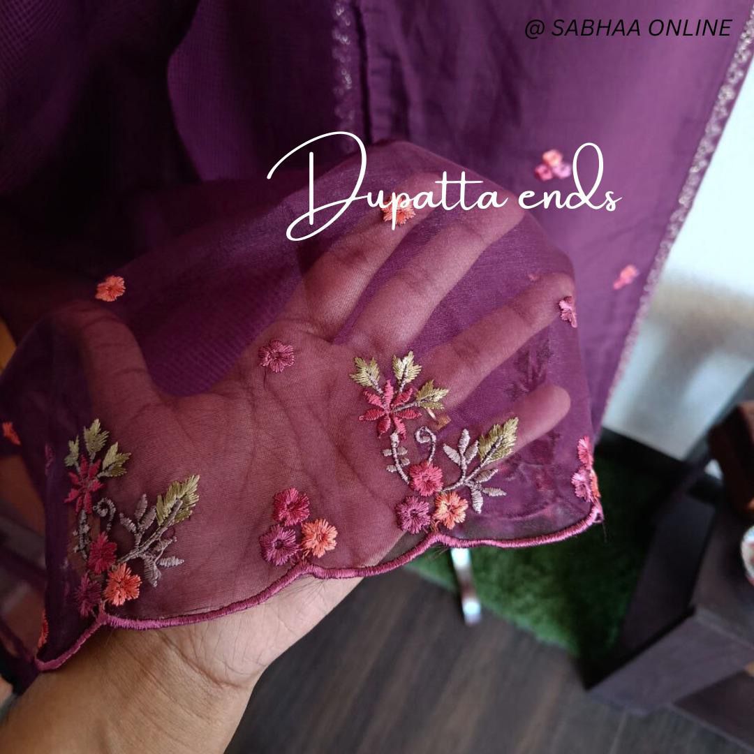 Vadana - Mulberry Purple Viscose Silk Festive Kurti 3pc set