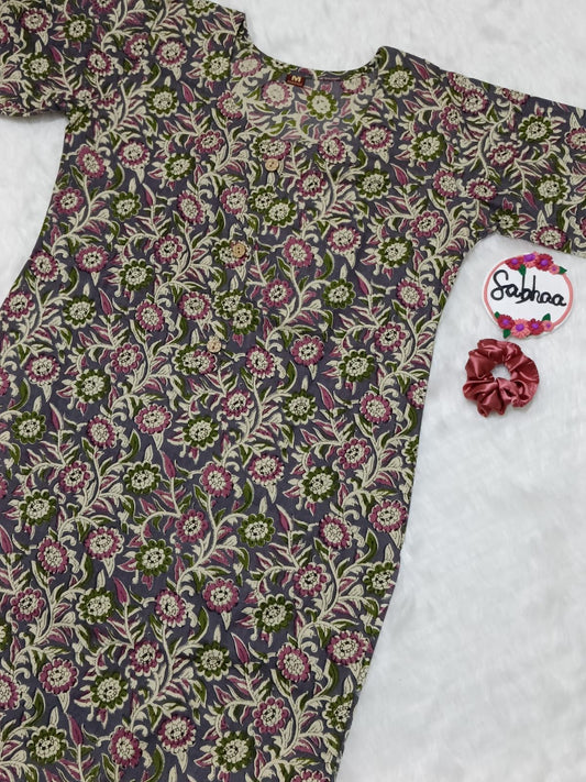Grey Prosen Cotton Kurti