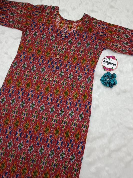 Red Prosen Cotton Kurti