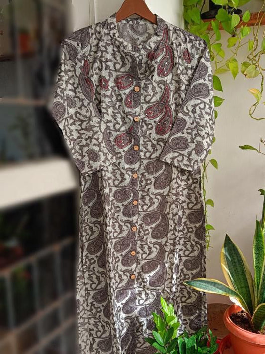 Anora - Grey Kalamkari Cotton kurti