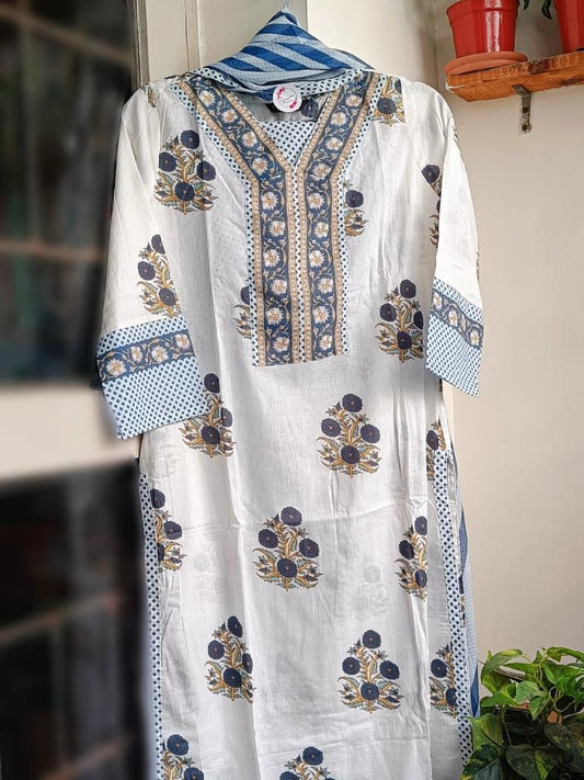 Vyom - Slub Cotton Kurti 3pc set
