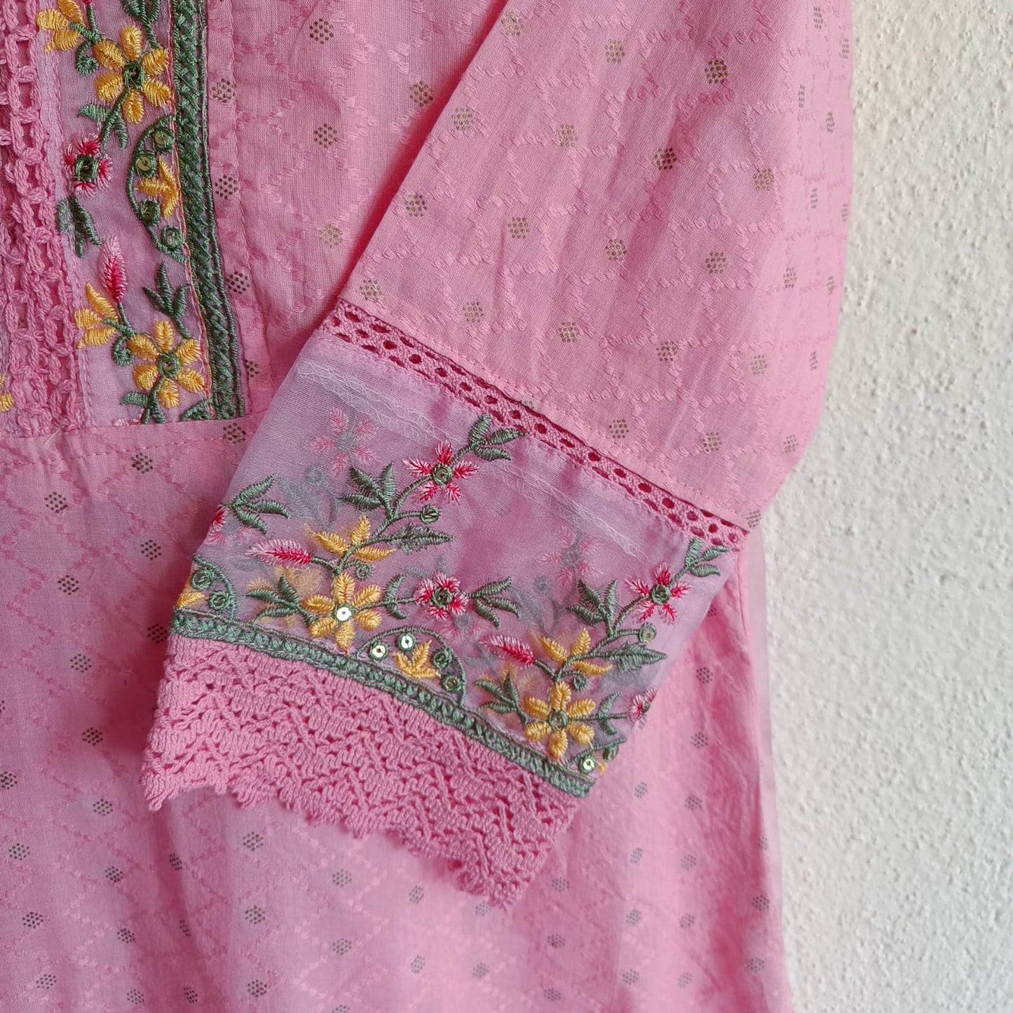 Flora - Flamingo Pink Premium Cotton Kurti 3pc set