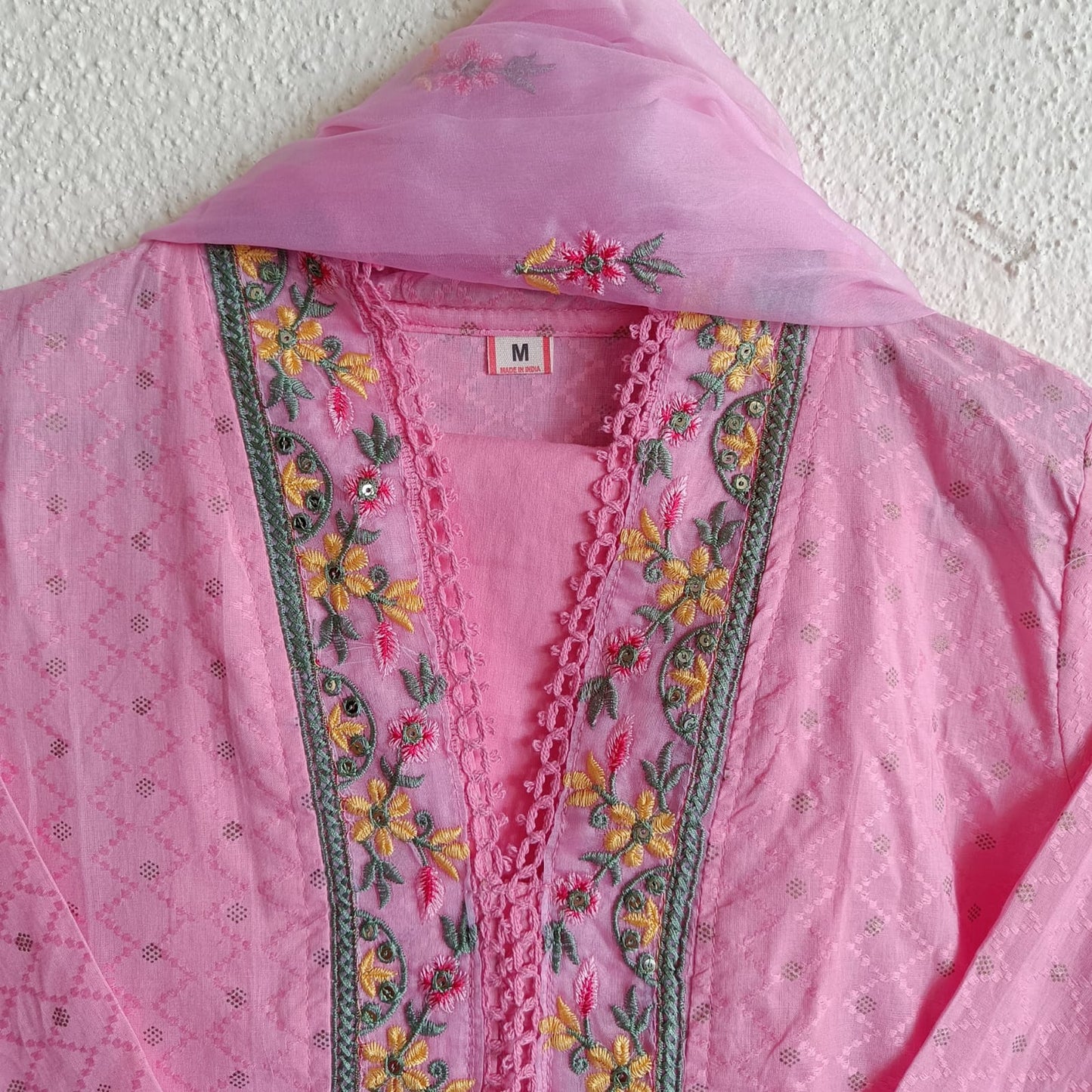 Flora - Flamingo Pink Premium Cotton Kurti 3pc set