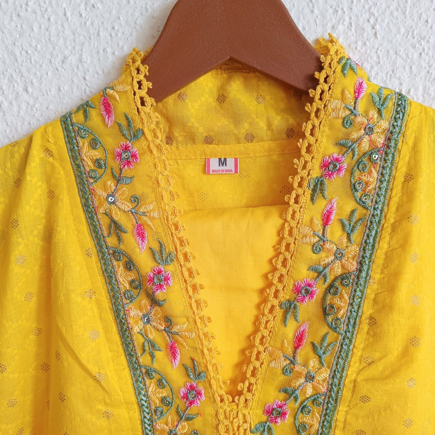 Sakshi - Yellow Premium Cotton Kurti 3pc set