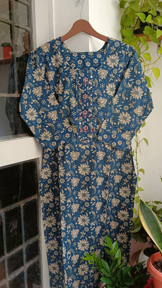 Nila - Blue Cotton Kurti pant set