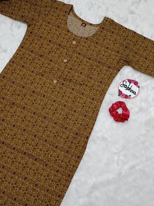 Yellow Prosen Cotton Kurti