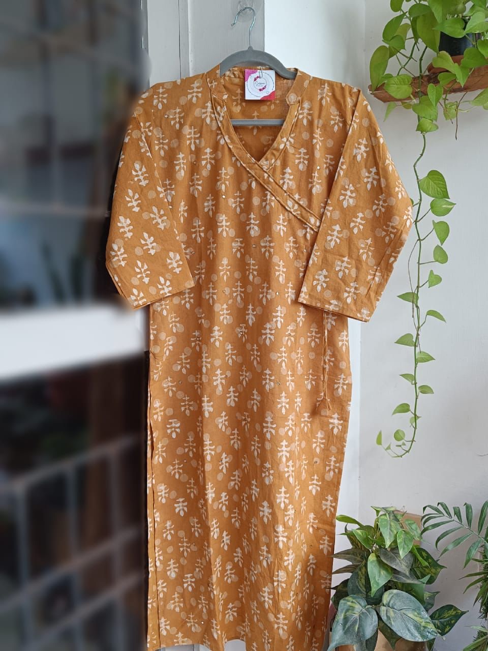 Yellow Dhabu Cotton Kurti