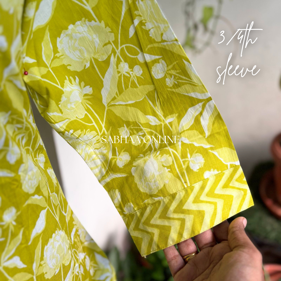 Zest - Bright Green Cotton kurti 3pc set