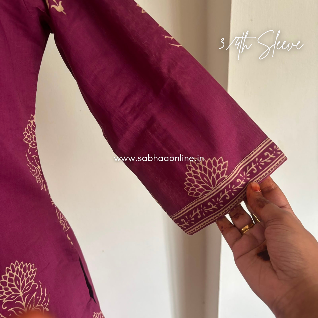 Rebha - Plum Wine Cotton kurti 3pc set with lining - LN 68