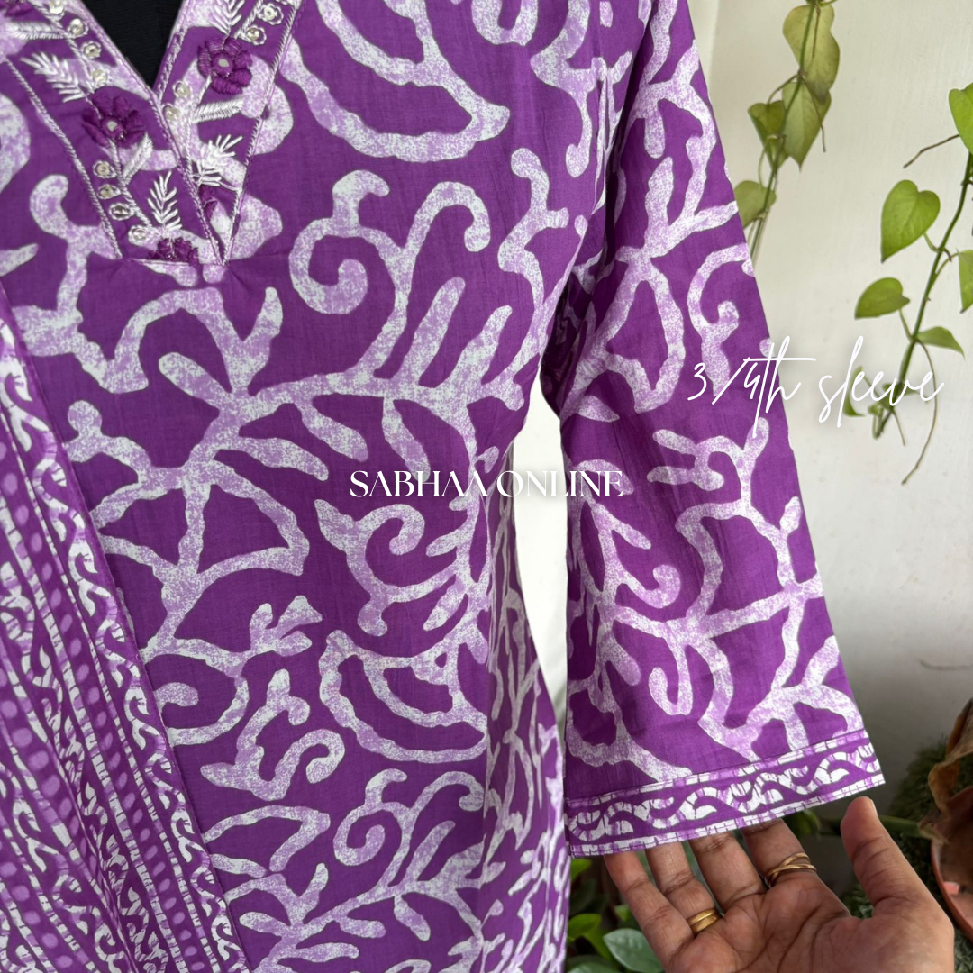Shibuya - Purple Cotton Kurti 3pc set