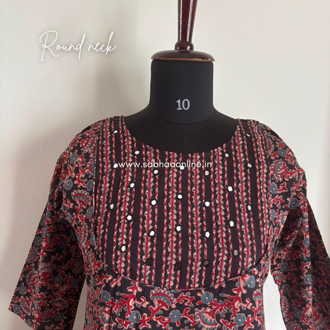 Khushi - Black Ajrakh Cotton kurti 3pc set with lining - LN 68