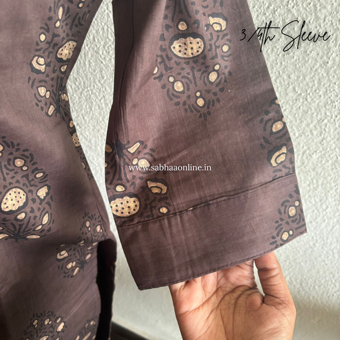 Ridhi - Taupe Brown Cotton kurti 3pc set with lining - LN 27