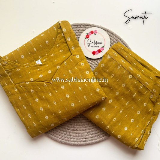 Sumati - Yellow Handloom Cotton coord set with lining - LN 43