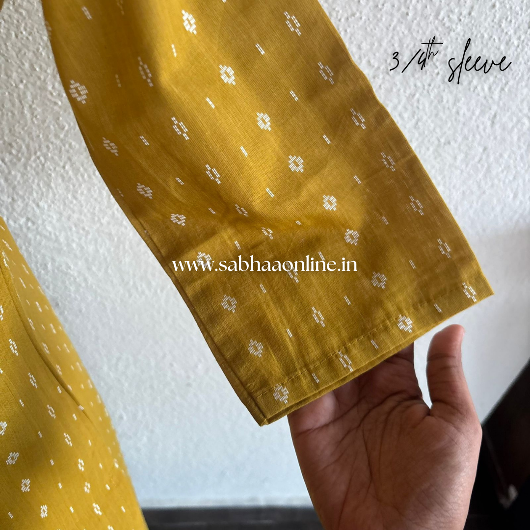 Sumati - Yellow Handloom Cotton coord set with lining - LN 43