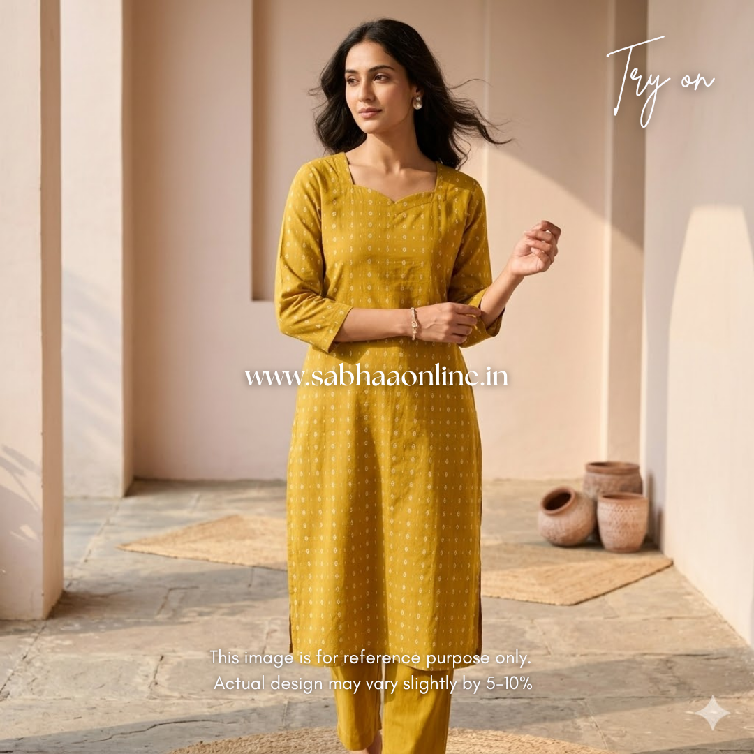 Sumati - Yellow Handloom Cotton coord set with lining - LN 43