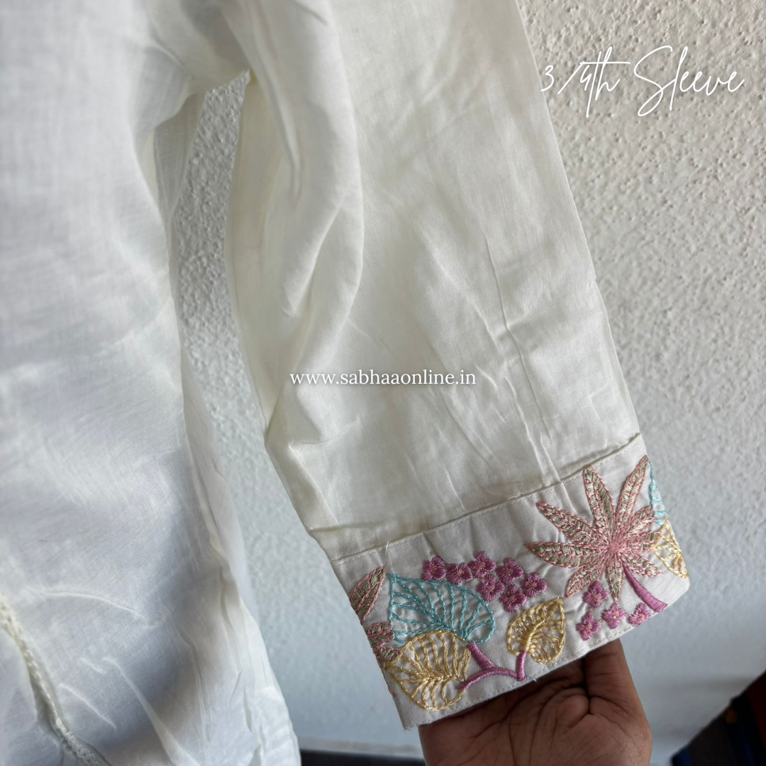 Anagha - Off White Mul Cotton Anarkali Kurti 3pc set with lining - LN 30