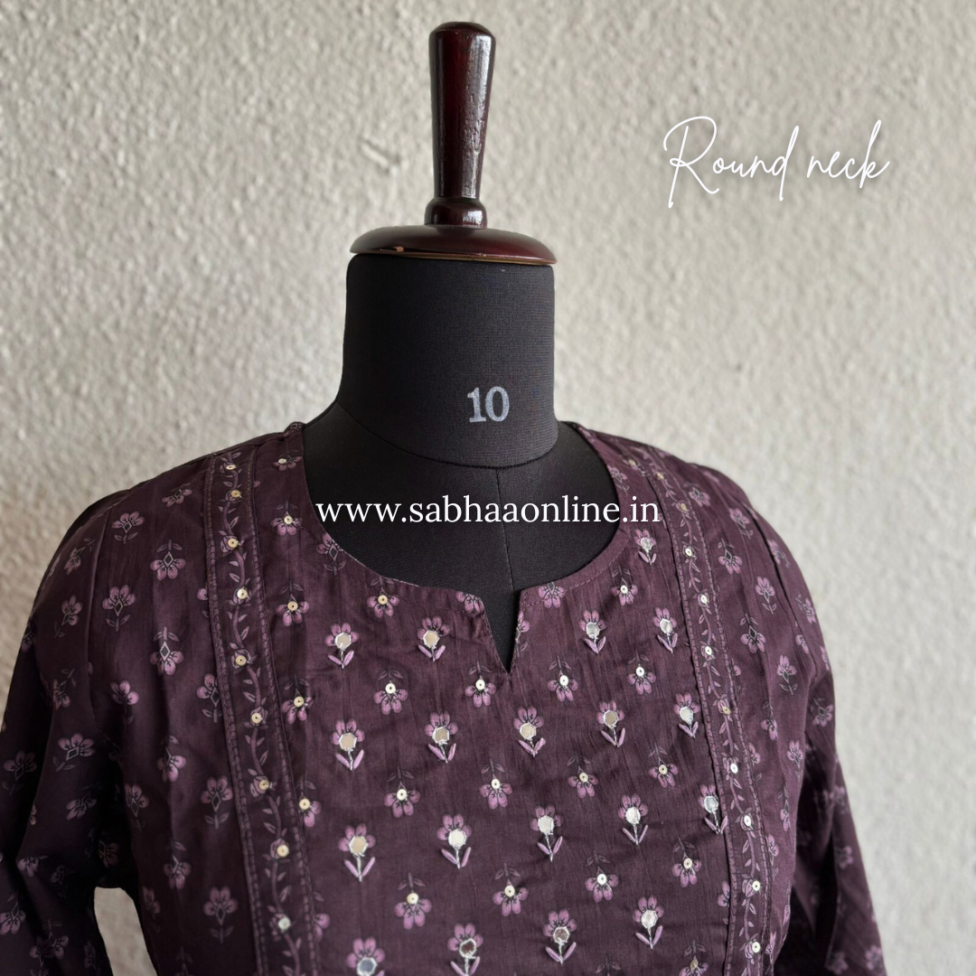Sayali - Deep Plum Cotton kurti 3pc set - LN 25