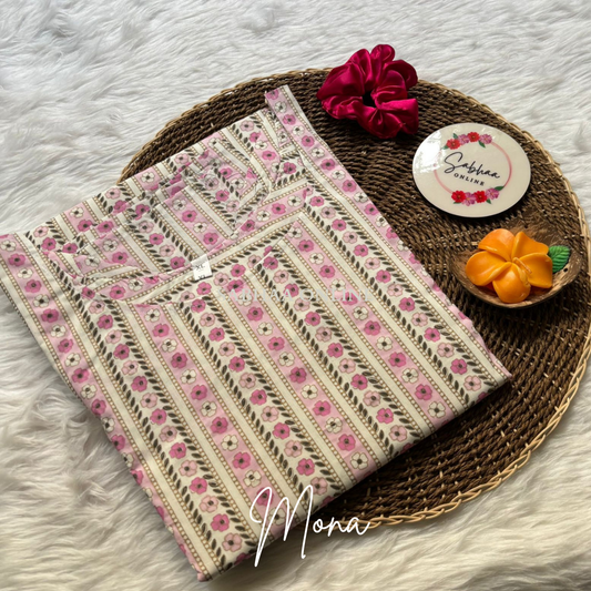 Mona - White Cotton kurti with lining