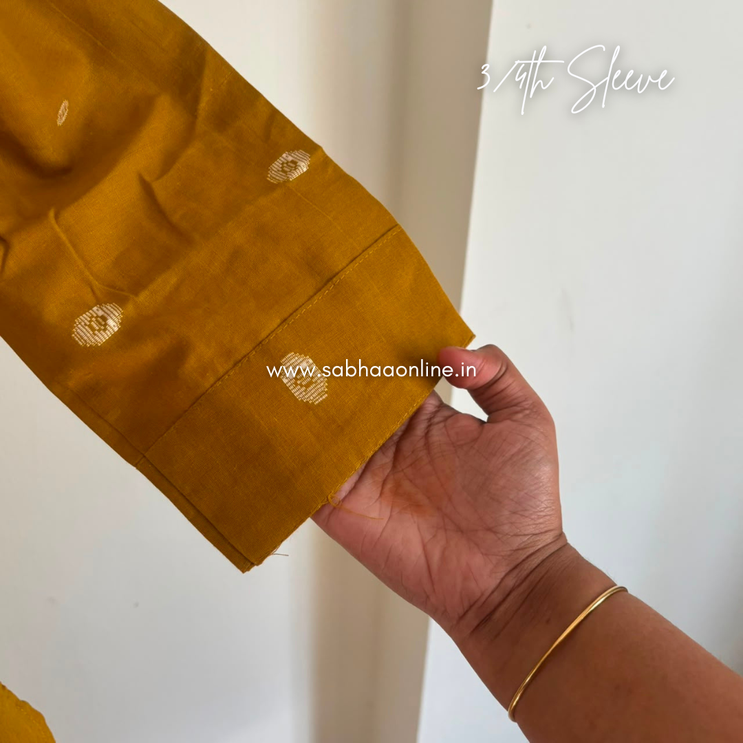 Devika - Mustard Yellow Soft Handloom butta Cotton kurti 3pc set with lining - LN 69