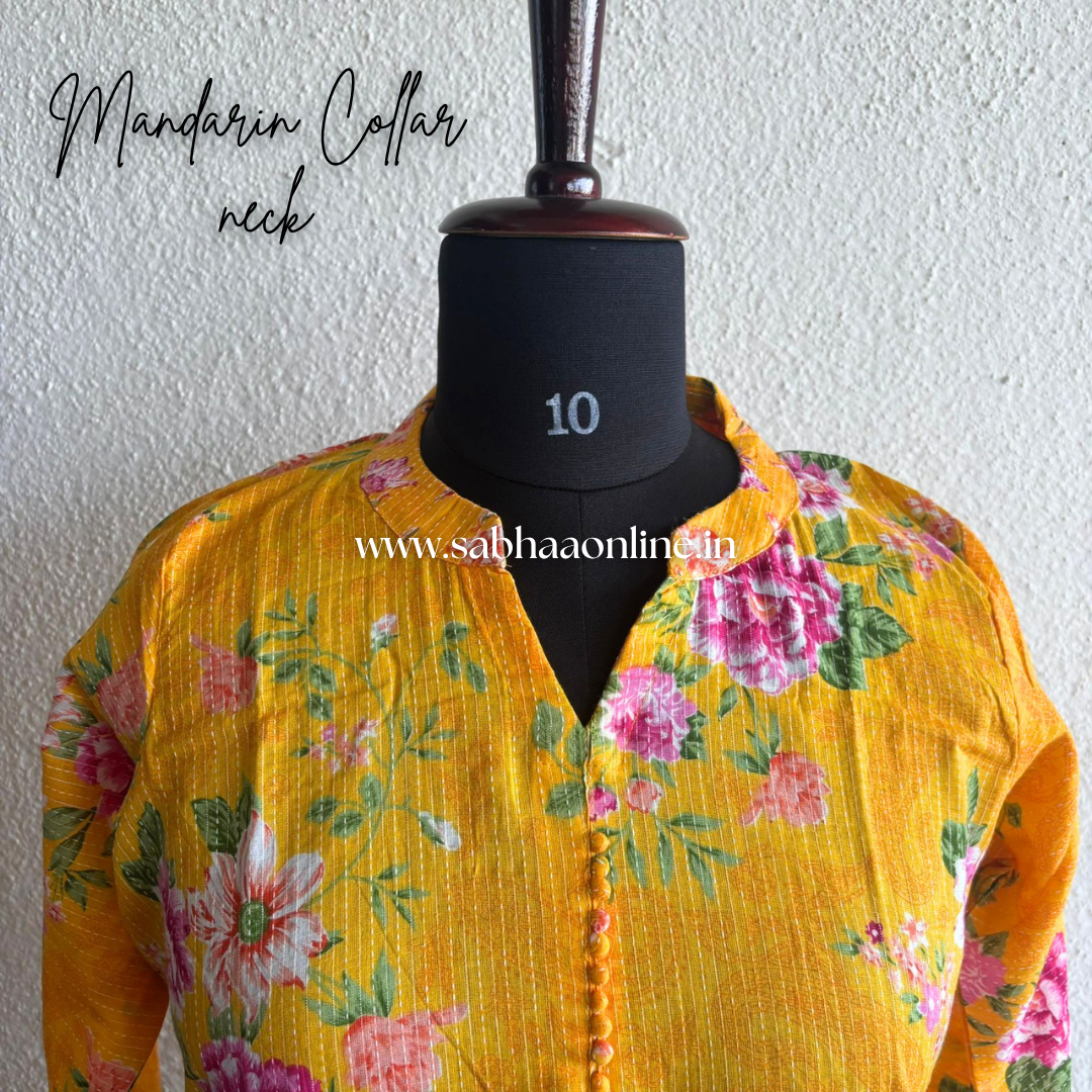 Jiya - Yellow Kantha Cotton coord set without lining - LN 48