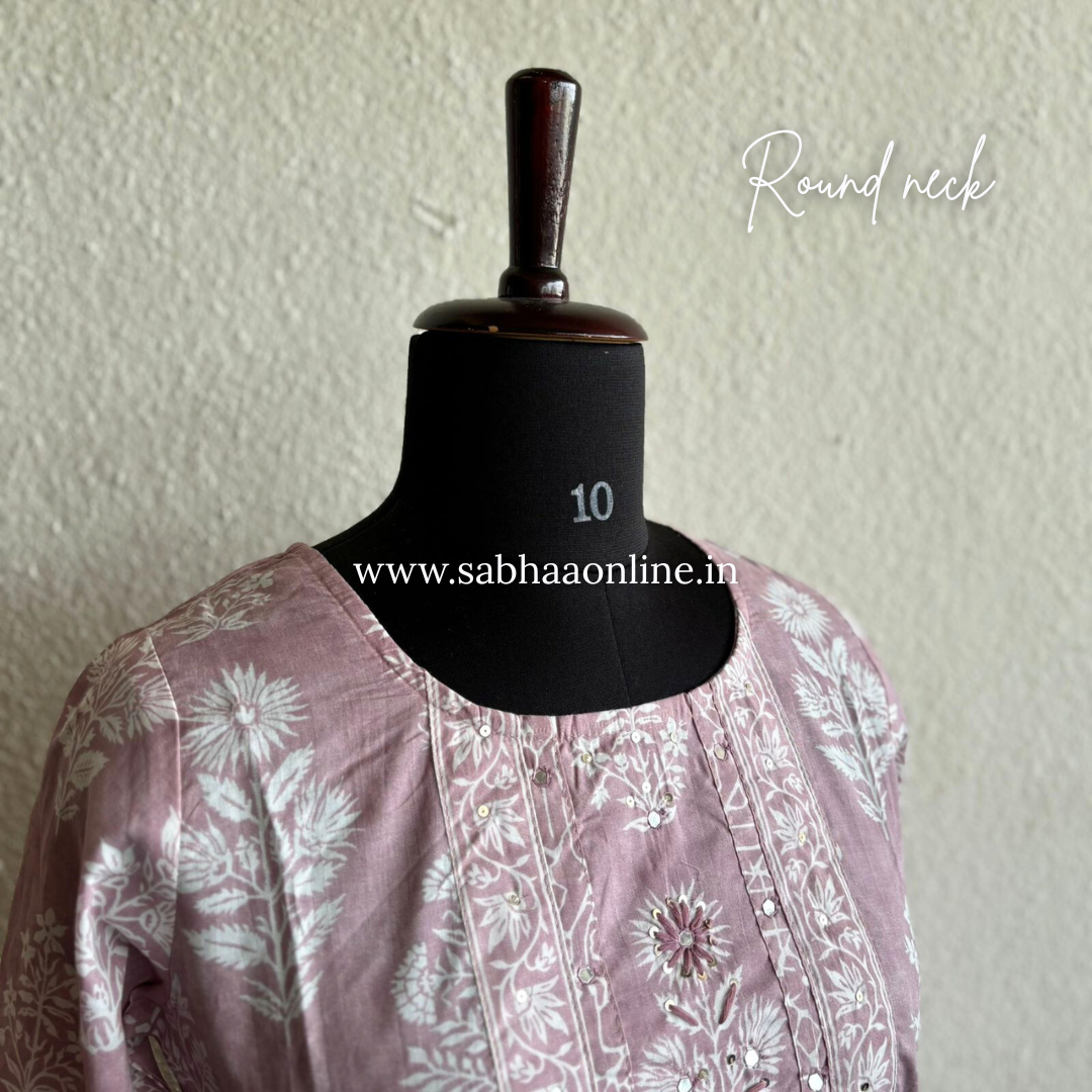 Sakura - Dust Rose Cotton kurti 3pc set - LN 25