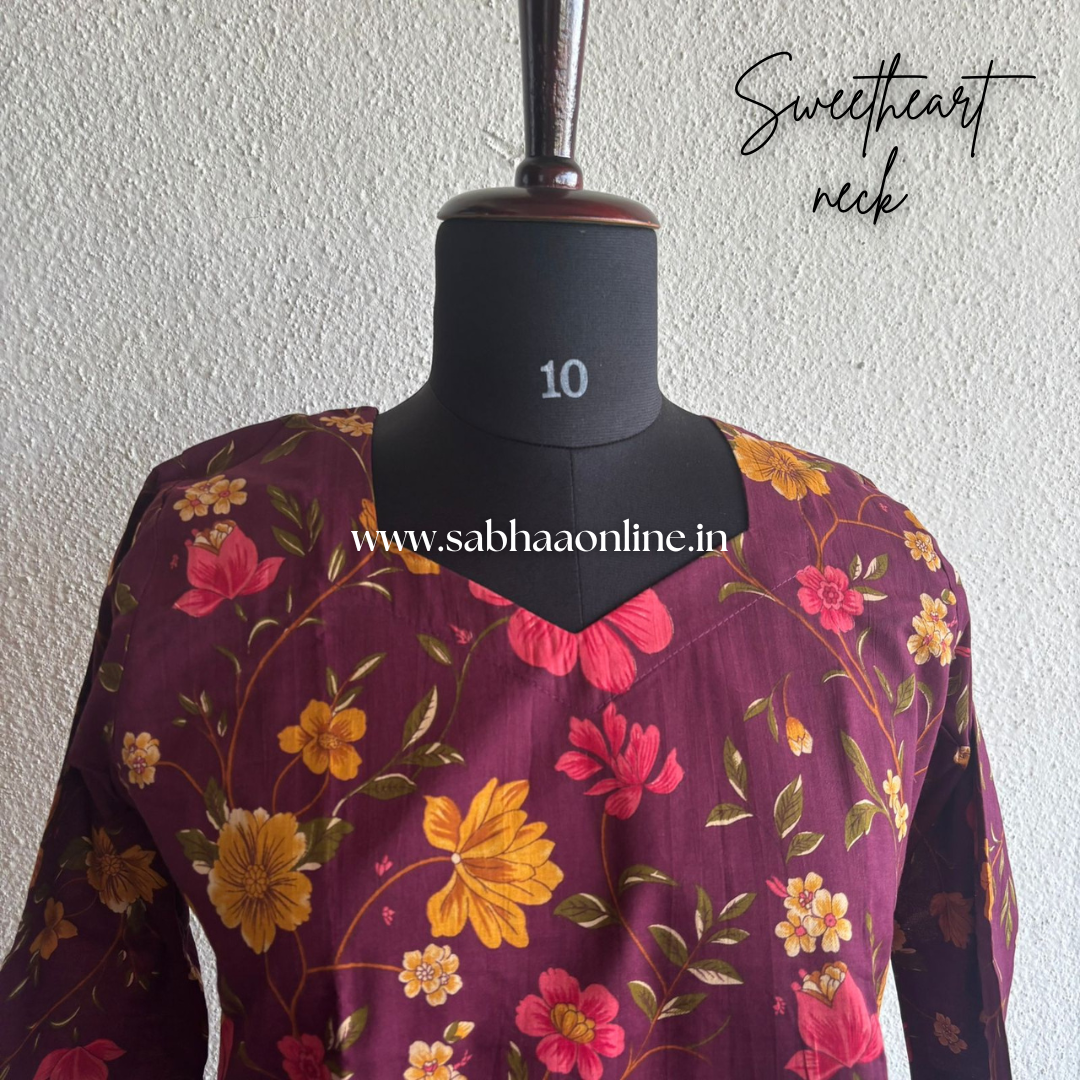 Maya - Wine Floral Cotton Coord set with lining - LN 48