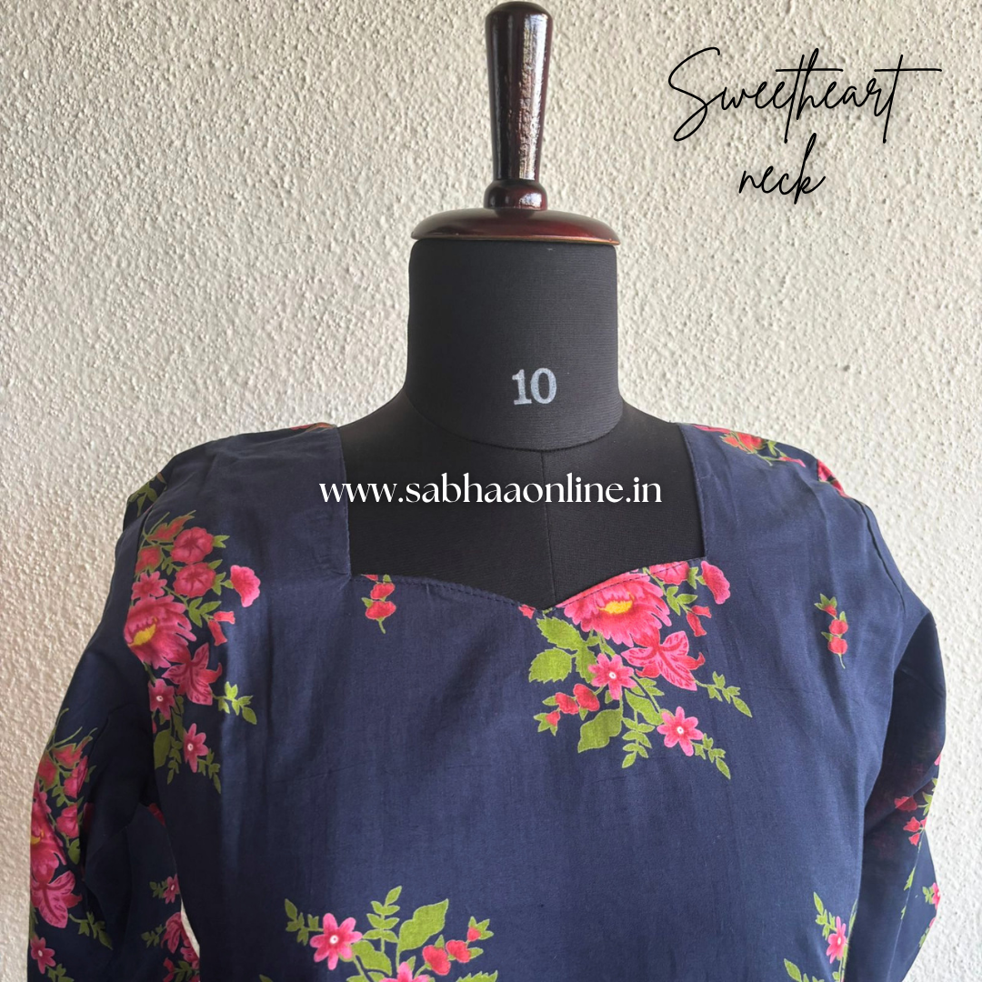 Farah - Navy Blue Cotton coord set with lining - LN 48