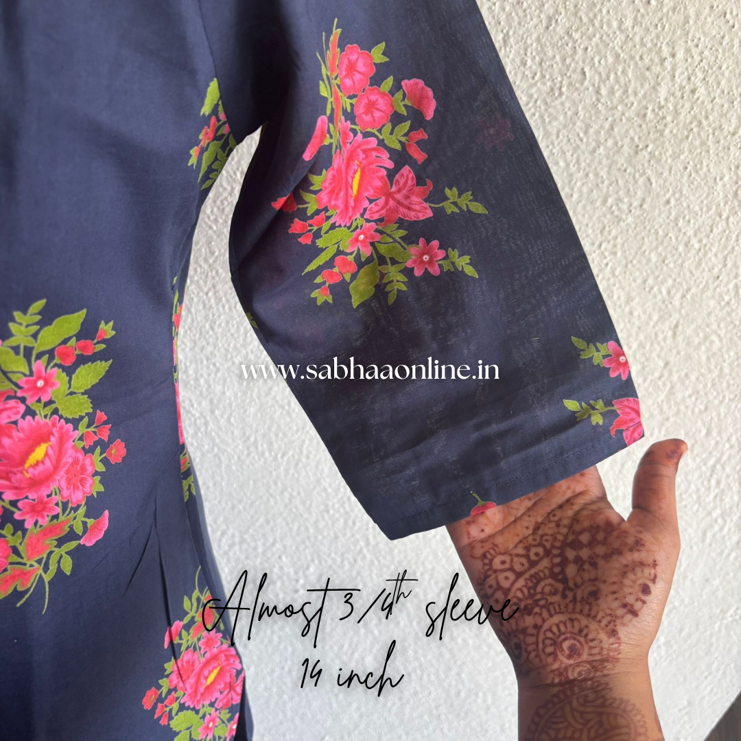 Farah - Navy Blue Cotton coord set with lining - LN 48