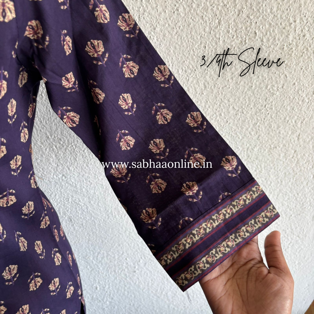 Andrea - Violet Indigo Cotton kurti 3pc set - LN 28