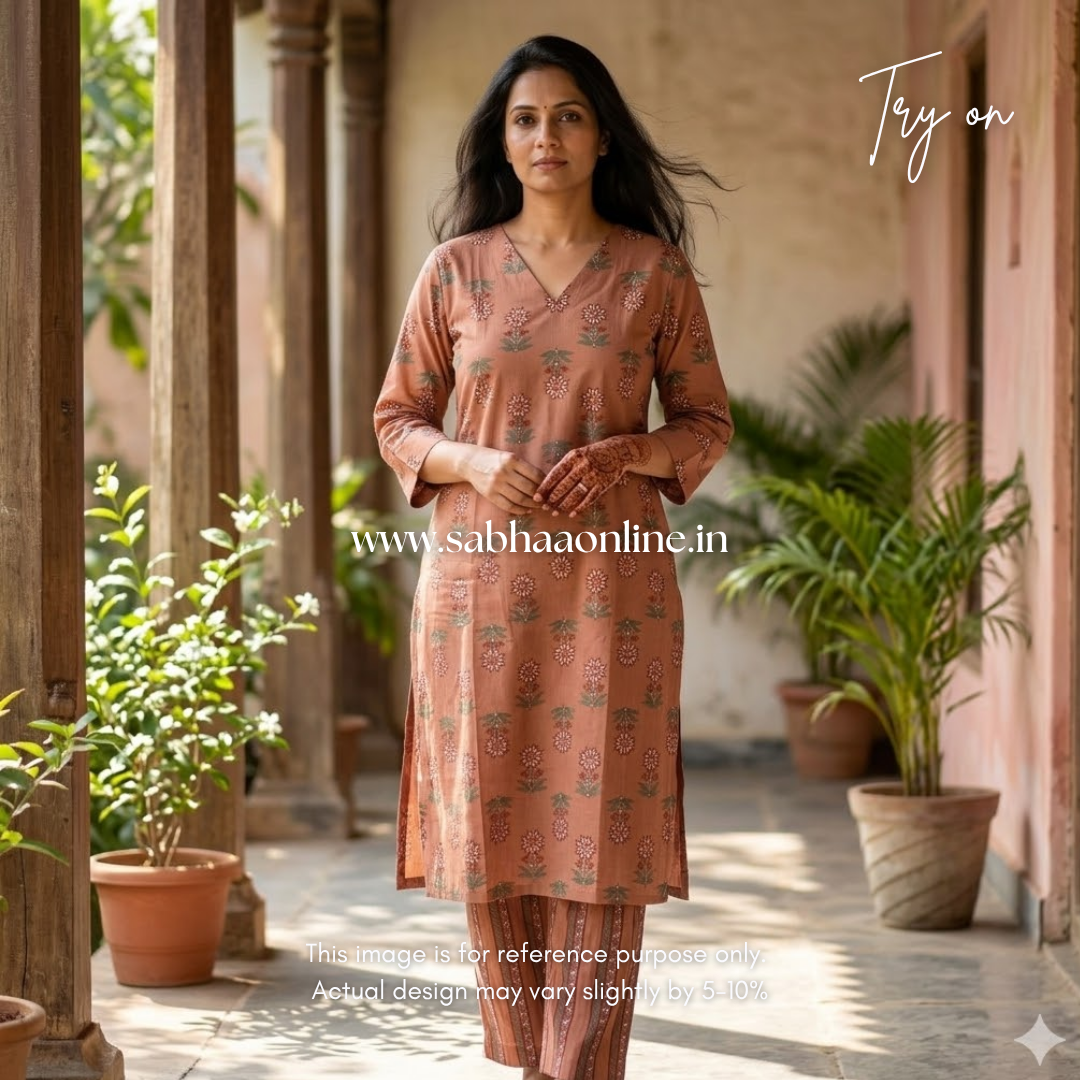 Mehar - Chickoo Cotton cotton set with lining - LN 48
